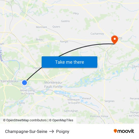 Champagne-Sur-Seine to Poigny map