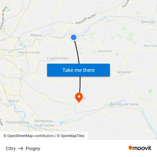 Citry to Poigny map
