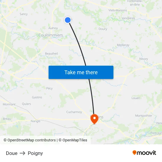Doue to Poigny map