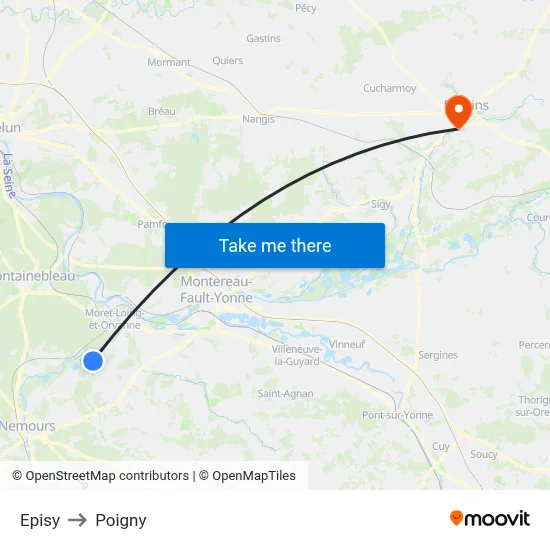 Episy to Poigny map