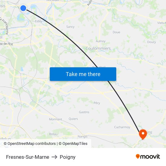 Fresnes-Sur-Marne to Poigny map