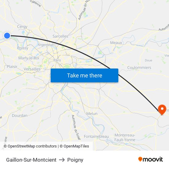 Gaillon-Sur-Montcient to Poigny map