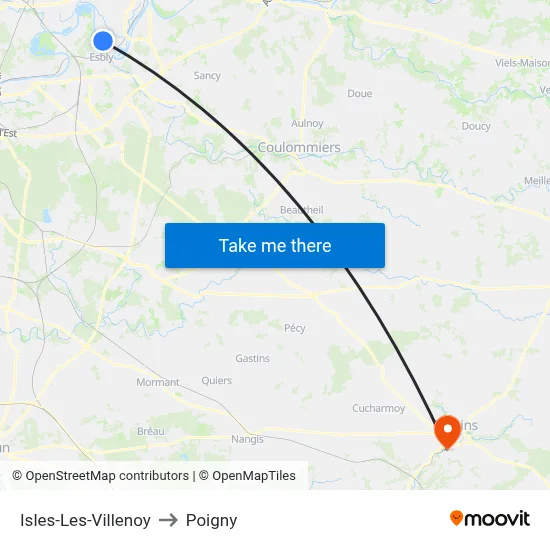 Isles-Les-Villenoy to Poigny map