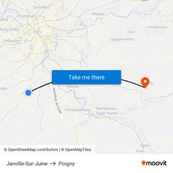 Janville-Sur-Juine to Poigny map