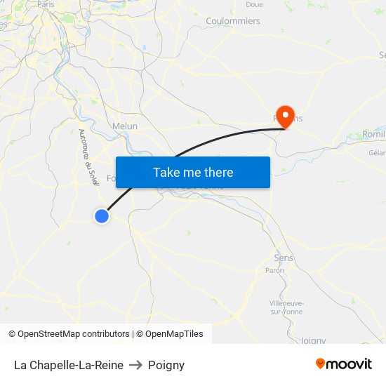 La Chapelle-La-Reine to Poigny map