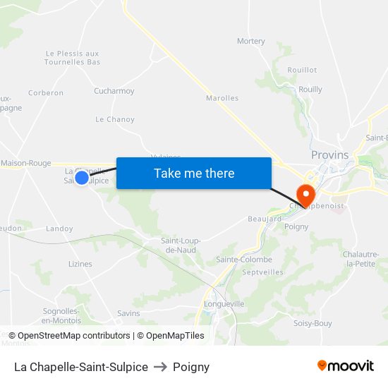 La Chapelle-Saint-Sulpice to Poigny map