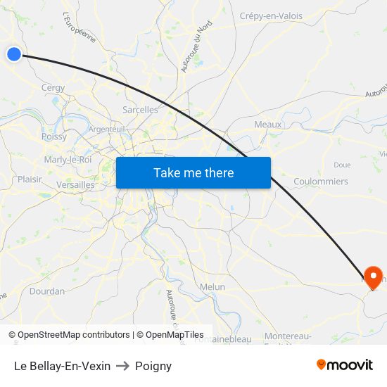 Le Bellay-En-Vexin to Poigny map