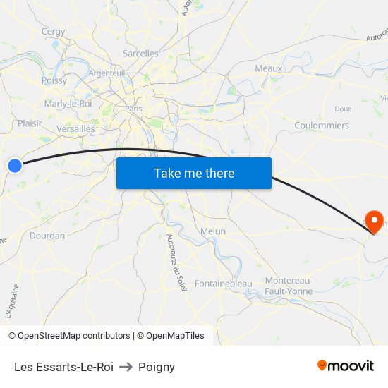 Les Essarts-Le-Roi to Poigny map