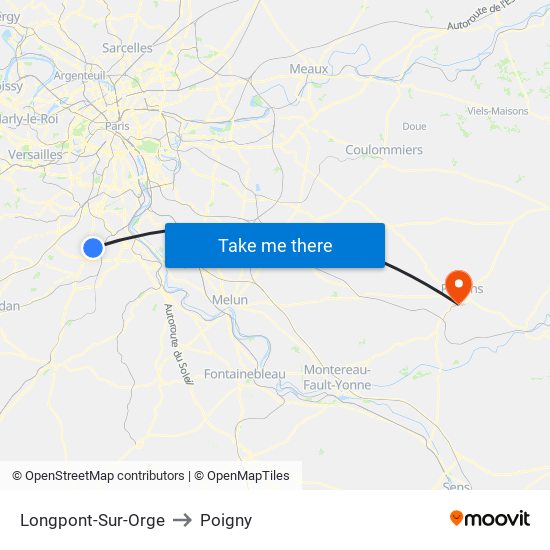 Longpont-Sur-Orge to Poigny map