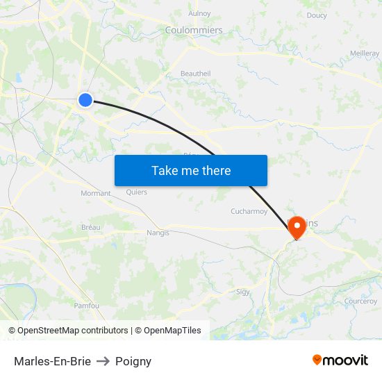Marles-En-Brie to Poigny map