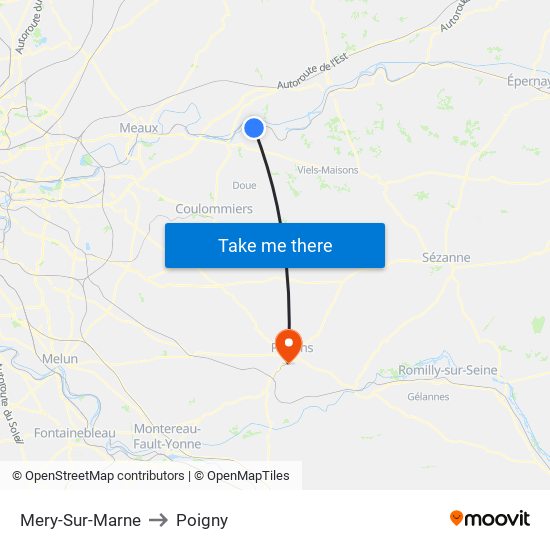 Mery-Sur-Marne to Poigny map