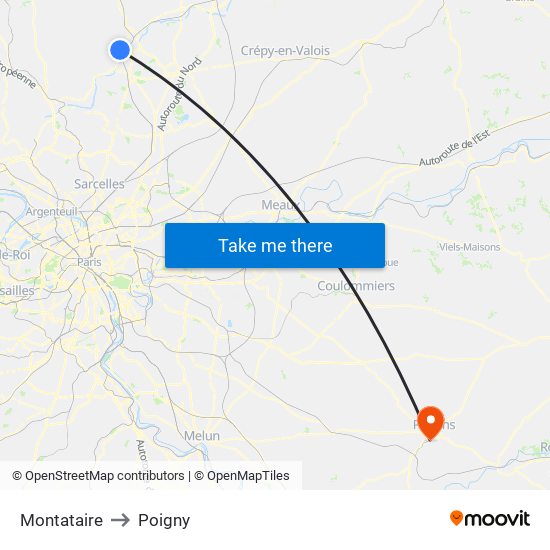 Montataire to Poigny map