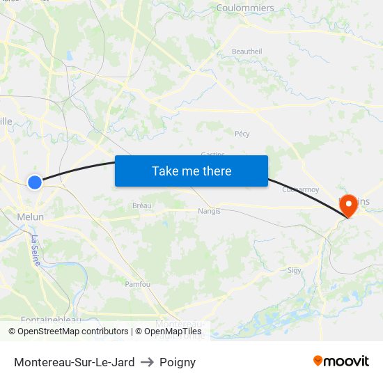 Montereau-Sur-Le-Jard to Poigny map