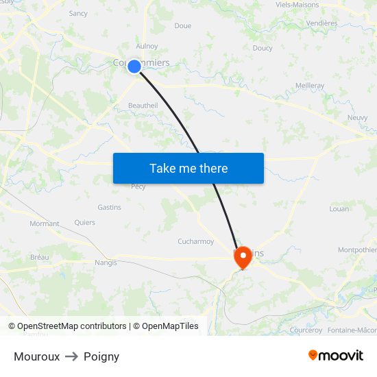 Mouroux to Poigny map