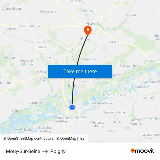 Mouy-Sur-Seine to Poigny map