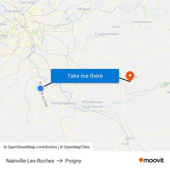 Nainville-Les-Roches to Poigny map