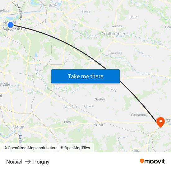 Noisiel to Poigny map