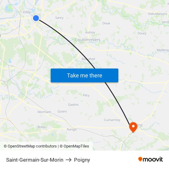 Saint-Germain-Sur-Morin to Poigny map