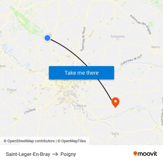 Saint-Leger-En-Bray to Poigny map