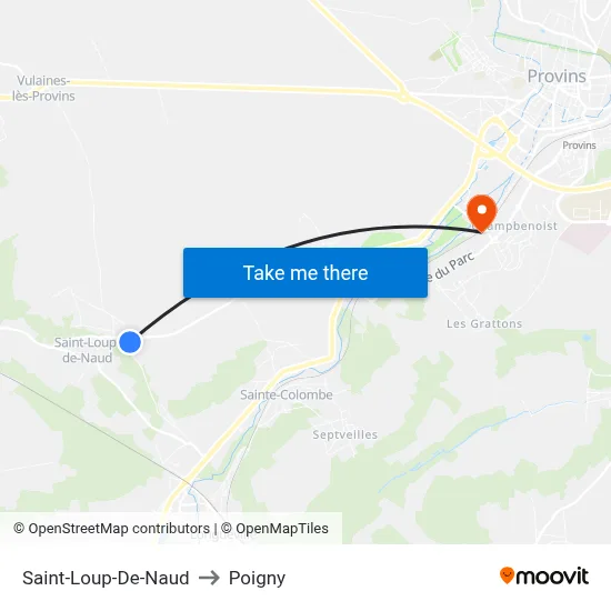 Saint-Loup-De-Naud to Poigny map