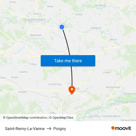 Saint-Remy-La-Vanne to Poigny map