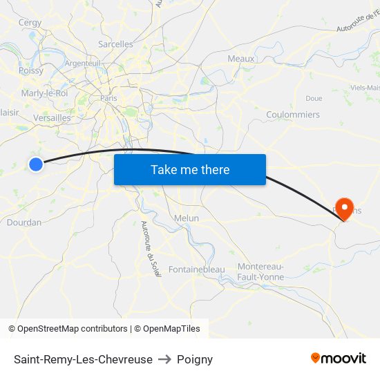 Saint-Remy-Les-Chevreuse to Poigny map