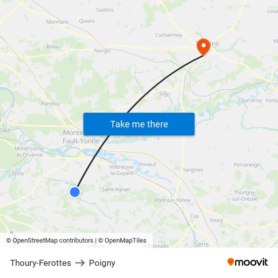 Thoury-Ferottes to Poigny map
