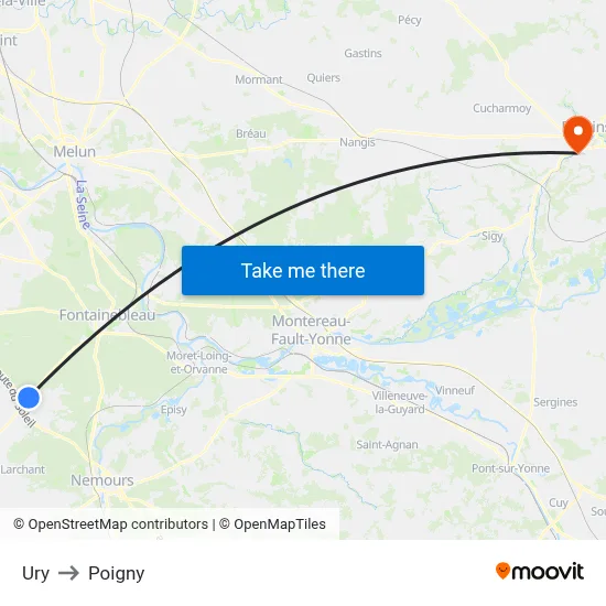 Ury to Poigny map