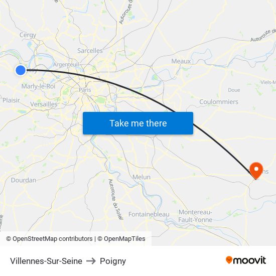 Villennes-Sur-Seine to Poigny map