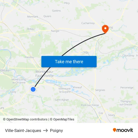 Ville-Saint-Jacques to Poigny map