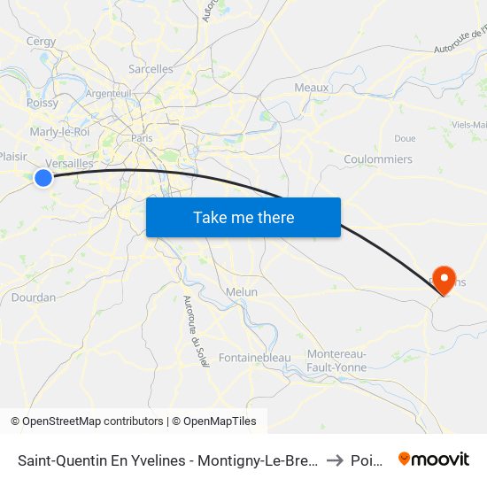 Saint-Quentin En Yvelines - Montigny-Le-Bretonneux to Poigny map
