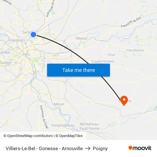 Villiers-Le-Bel - Gonesse - Arnouville to Poigny map