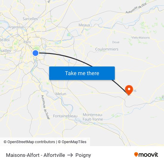 Maisons-Alfort - Alfortville to Poigny map