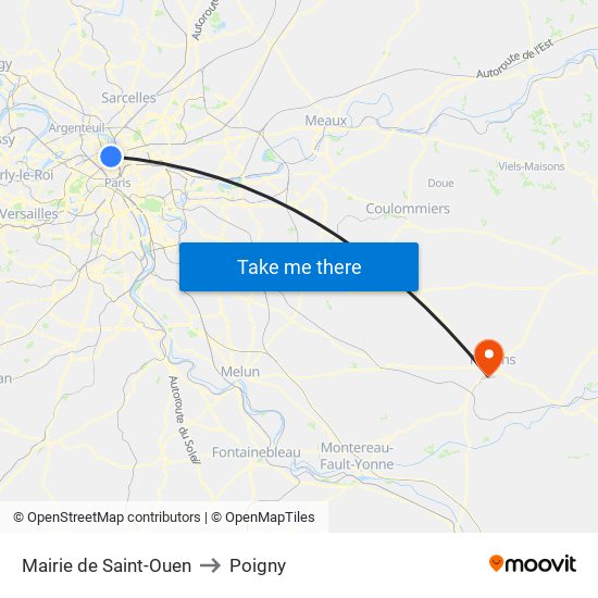 Mairie de Saint-Ouen to Poigny map