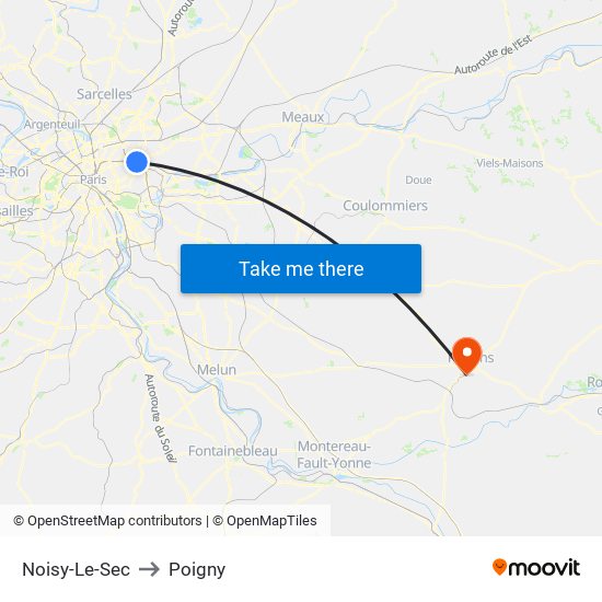 Noisy-Le-Sec to Poigny map