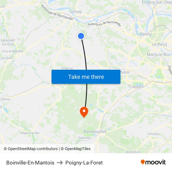Boinville-En-Mantois to Poigny-La-Foret map