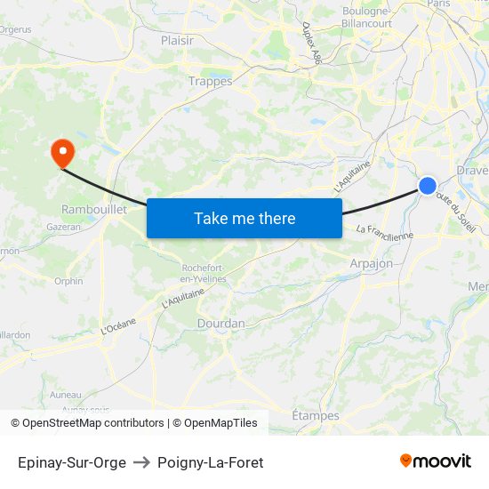 Epinay-Sur-Orge to Poigny-La-Foret map