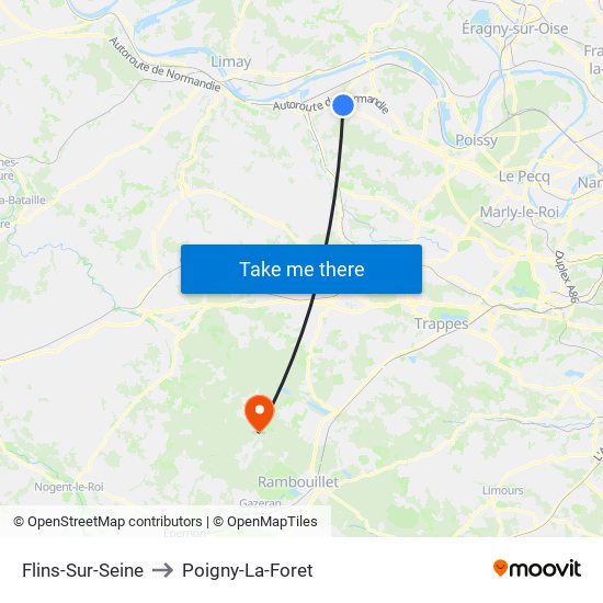 Flins-Sur-Seine to Poigny-La-Foret map