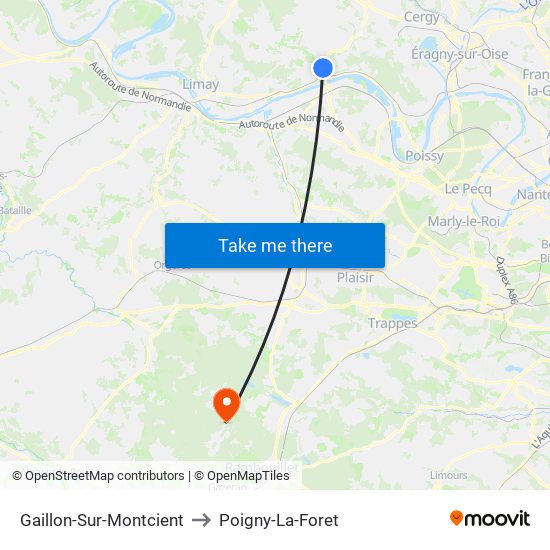 Gaillon-Sur-Montcient to Poigny-La-Foret map