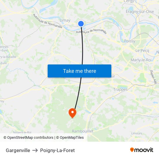 Gargenville to Poigny-La-Foret map