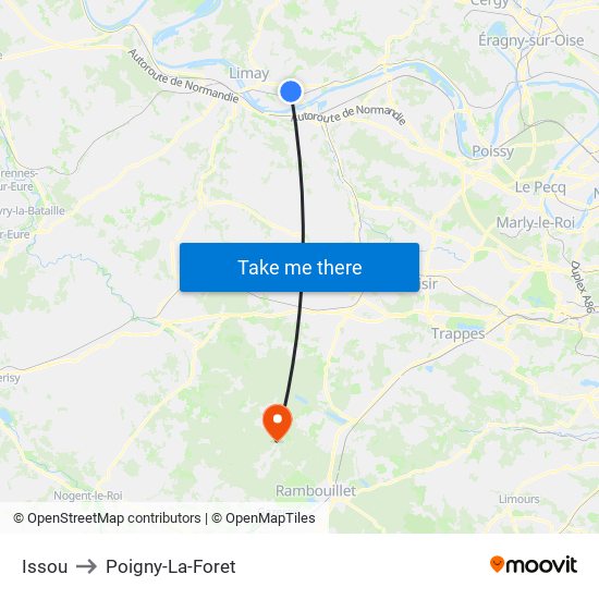 Issou to Poigny-La-Foret map