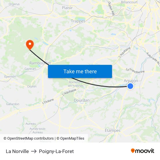 La Norville to Poigny-La-Foret map