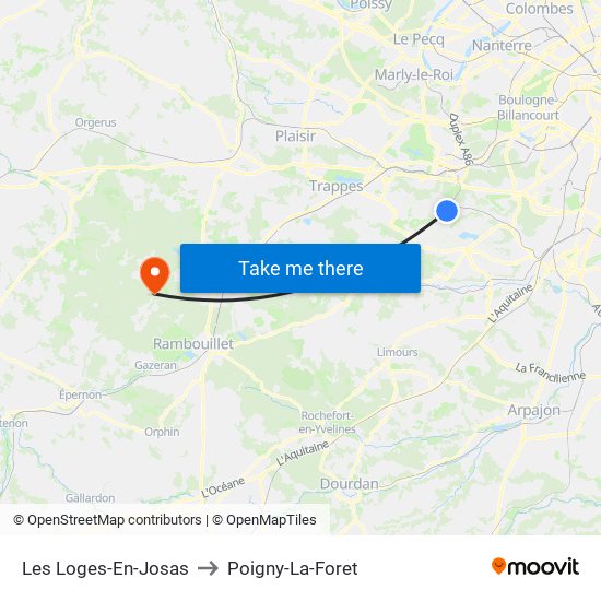 Les Loges-En-Josas to Poigny-La-Foret map