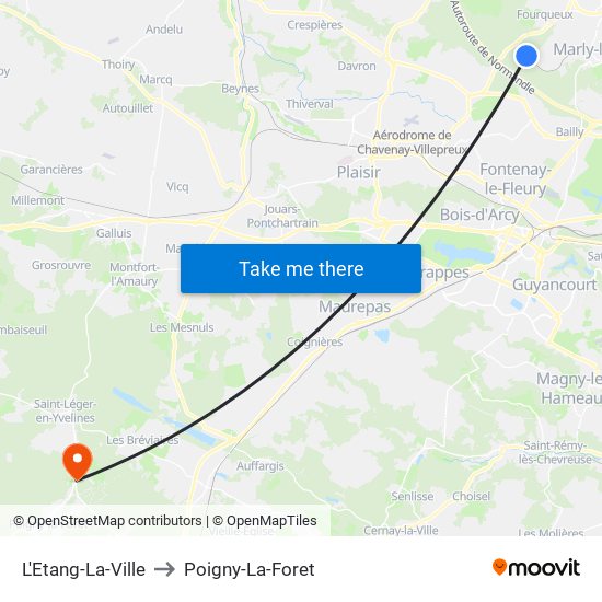 L'Etang-La-Ville to Poigny-La-Foret map
