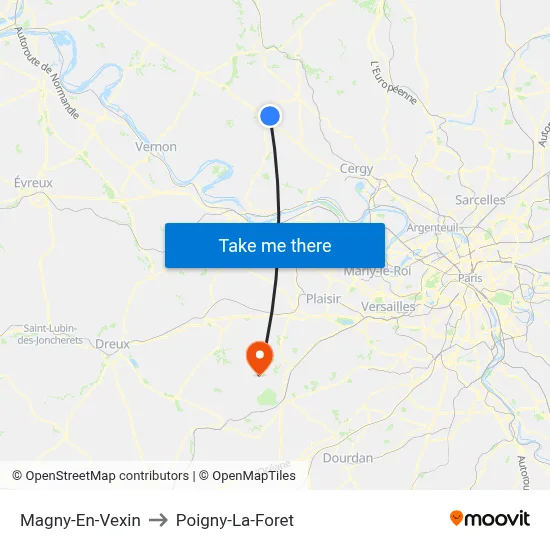 Magny-En-Vexin to Poigny-La-Foret map