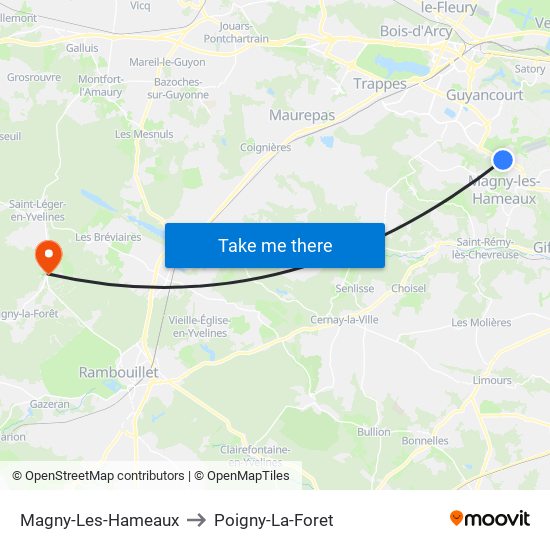 Magny-Les-Hameaux to Poigny-La-Foret map