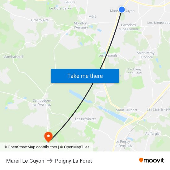 Mareil-Le-Guyon to Poigny-La-Foret map