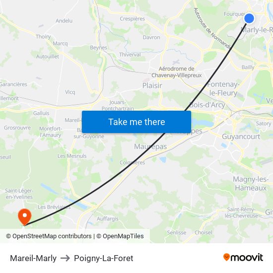 Mareil-Marly to Poigny-La-Foret map