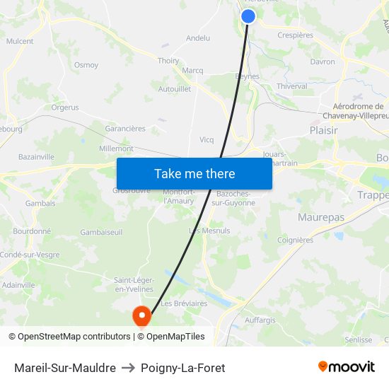 Mareil-Sur-Mauldre to Poigny-La-Foret map