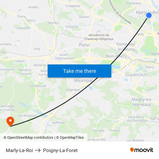 Marly-Le-Roi to Poigny-La-Foret map